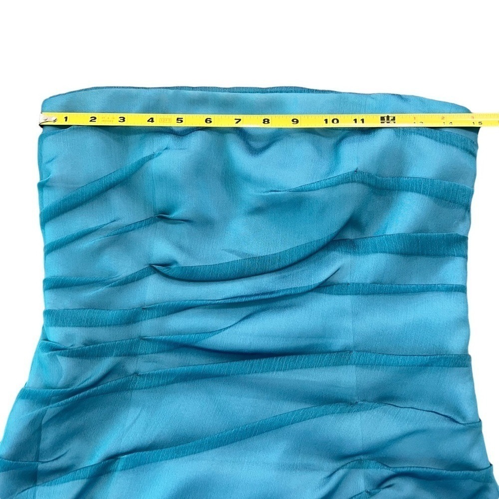 Kay Unger Blue Strapless Ruched Column Gown Side Slit Size 6 - Picture 6 of 15